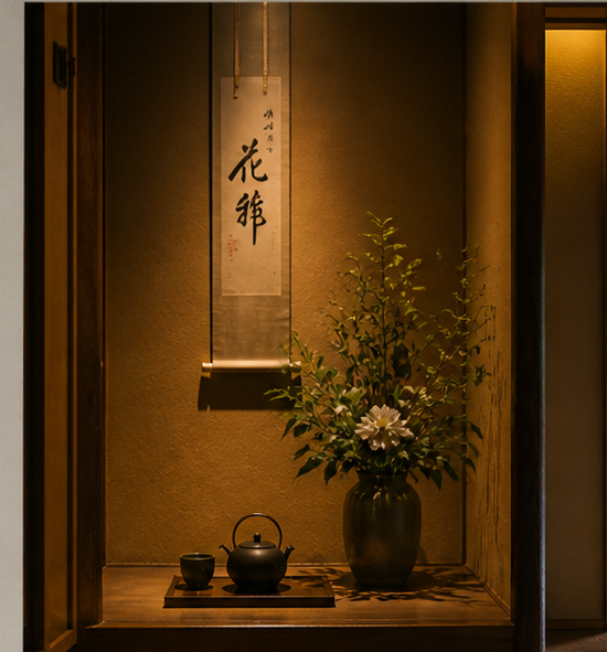 玄関の花のしつらえ
